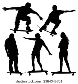 Skateboarding or Skateboarder Silhouettes Vector illustration