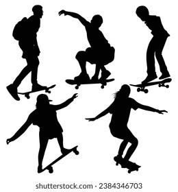 Siluetas de skateboarding o Skateboarder Ilustración vectorial