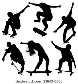 Skateboarding or Skateboarder Silhouettes Vector illustration