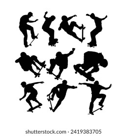 Skateboarding or Skateboarder Silhouettes Vector illustration