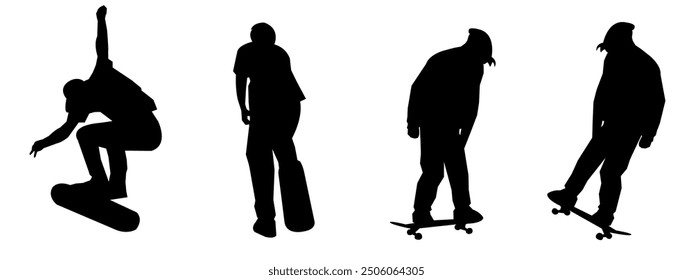 Skateboarding or Skateboarder Silhouettes Vector illustration