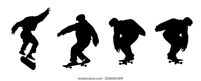 Skateboarding or Skateboarder Silhouettes Vector illustration
