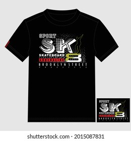 Skateboarding Sport Adrenaline Stylish Graphic T shirt Stock Vector Illustration Design