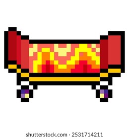 Skateboarding sport in pixel art style