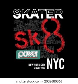 Skateboarding Sports, Skater Sk8, Graphic Design typography - vector illustration