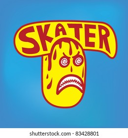 Skateboarding Sticker - Vector Illustration