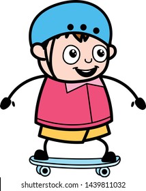 Skateboarding - Teenager Cartoon Fat Boy Vector Illustration