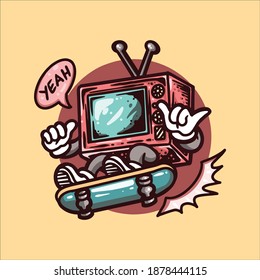 skateboarding television cartoon illustration design