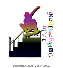 skateboarding time icon vector illustration