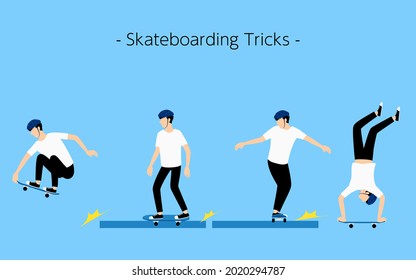 Skateboarding tricks Grab, grind, slide, handstand