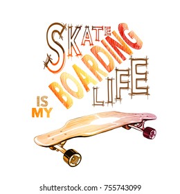 Skateboarding t-shirt design. Urban skating. Skateboard typography.