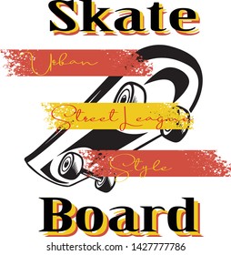 Skateboarding t-shirt design. Urban style. Skateboard pattern