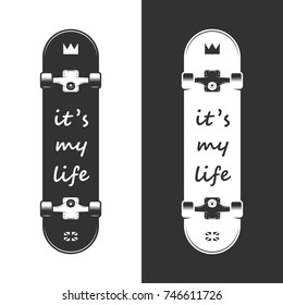 Skateboarding typographic for print, t-shirt, tee design. Vector vintage illustration.