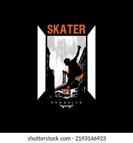  skateboarding typography for t-shirt print. Athletic patch for tee graphic. T-shirt design. Vector
