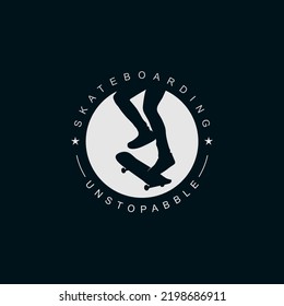 Skateboarding - Unstopabble Logo Design Vector