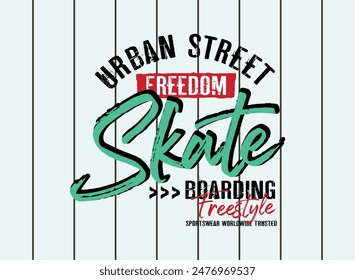 Skateboarding urban design t shirt vintage college typography design