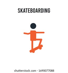 Skateboarding vector icon on white background. Red and black colored Skateboarding icon. Simple element illustration sign symbol EPS