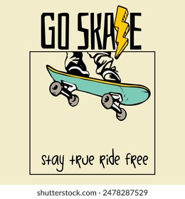 Skateboarding Vektorillustration Design. Klassische Sporttypografie. Skateboard-Angebot für T-Shirt-Druck. Geh zum Skateboard-Tag.