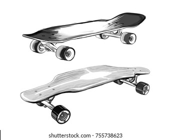 Skateboarding vector illustration. Hand sketched skateboards.