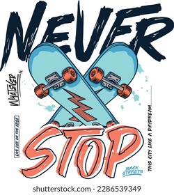 Skateboarding vector illustration for t-shirt print and other uses