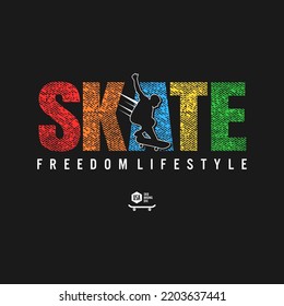 Skateboarding vector illustration typography, perfect for t shirt design.
