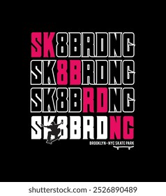 SKATEBOARDING Vektorgrafiken mit coolen Slogans für T-Shirt-Print und andere Anwendungen. Skate den ganzen Tag Text.