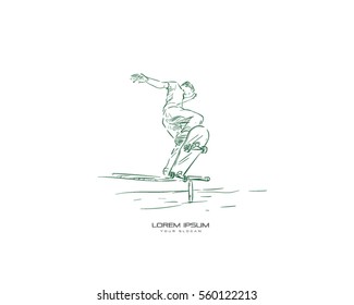 Skateboarding vector sketch