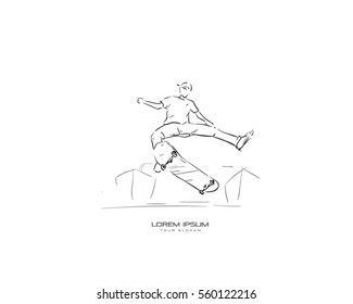 Skateboarding vector sketch
