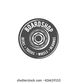 Skateboarding vintage label, badge and design elements. 