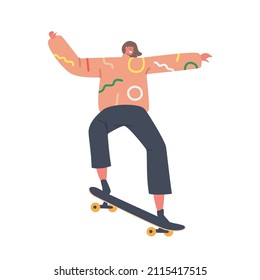 Skateboarding Youth Urban Culture and Teen Activity on Street. Extreme Sport, Teenager Girl Spend Time in Skate Park or Rollerdrome Perform Skateboard Jumping Stunts. Cartoon Vector Illustration