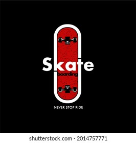 skateboarding,Nunca detener la acción de estilo libre, diseño gráfico tipográfico, para impresiones de camisetas, ilustración vectorial