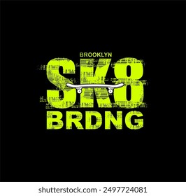 Skateboarding, NYC, Brooklyn Skate Park Typografie, T-Shirt Grafiken, Vektorgrafik.