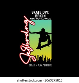 Skateboarding,NYC,Brooklyn Skatepark typography, tee shirt graphics, vectors