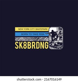 Skateboarding,NYC,Brooklyn Skatepark typography, tee shirt graphics, vectors