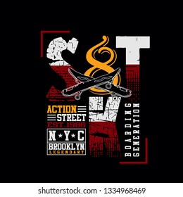 skateboard,new york,brooklyn tee element graphic t shirt print vector illustration design