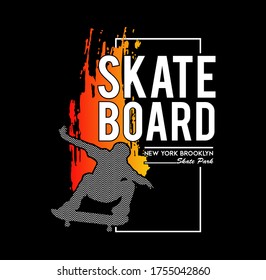 SKATEBOARD,NEW YORK,BROOKLYN TYPOGRAPHY DESIGN T-SHIRT PRINT