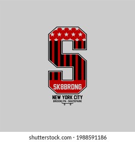 Skateboard,NYC,BROOKLYN SKATEPARK typography illustration, perfect for the design of t-shirts, shirts, hoodies, etc.