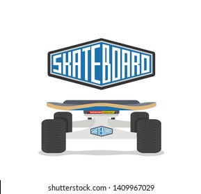 Skateboards front view, with Wheel rims with tire