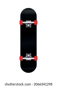 Skateboards realistic composition with isolated image of skateboard with red wheels on blank background vector illustration