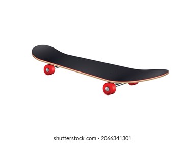 Skateboards realistic composition with isolated image of skateboard with red wheels on blank background vector illustration