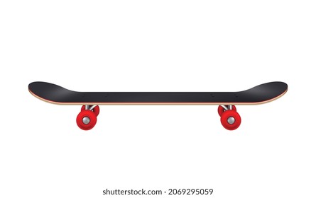 Skateboards realistic composition with isolated image of skateboard with red wheels on blank background vector illustration