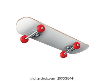 Skateboards realistic composition with isolated image of skateboard with red wheels on blank background vector illustration