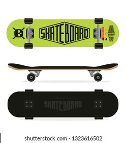 Skateboards set of three styles top and bottom view 2