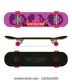 Skateboards set of three styles top and bottom view 3
