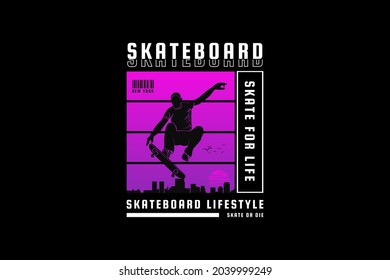 Skateboard,urban design silhouette retro vintage style