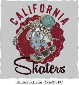 Skateborder vector illustraiton for apparel, t-shirt