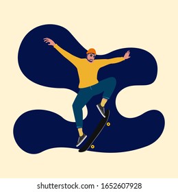 skater 3D isometric vector illustration. playing skateboard. vector