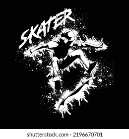 skater art vector splash illustration style design tshir art deign