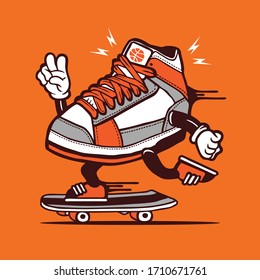 Skater Basket Ball Sneaker Shoe Skateboarding Character Design
