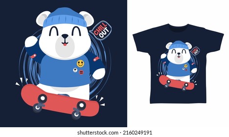 Skater bear cartoon tshirt concept designs